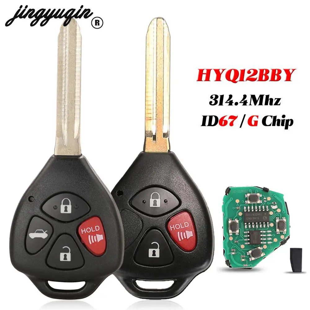 jingyuqin HYQ12BBY 314.4Mhz 4D67/G Chip Remote Car key For Toyota Camry Avalon Corolla Matrix RAV4 Venza Yaris optional Fob