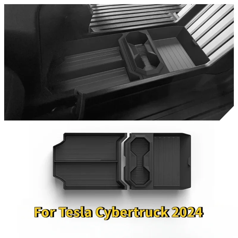 

Для Tesla Cybertruck 2026: Центральный нижний отсек для хранения с подстаканником, водонепроницаемый органайзер, скрытый лоток-кейс, автомобильные аксессуары