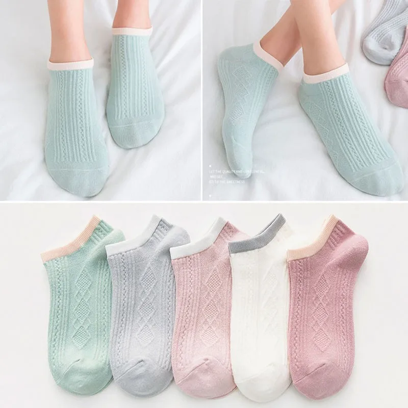 Women's Socks kawaii Cute Fashion Checked Animal Fruit Print Ankle Socks Woman Spring Summer Thin No Show Socks AZ101