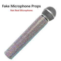 Rhinestone Simulation Microphone Props Colorful Plastic Fake Micriphone Decoration Ornaments For Home Bar Party Favors Photograp