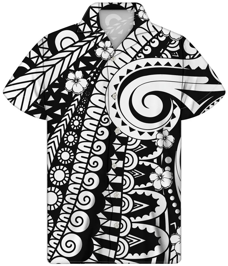 

Summer Printed Loose Fit irt Turn-down Collar ort Sve Men's Faion Stand Cut Polyester Casual irt