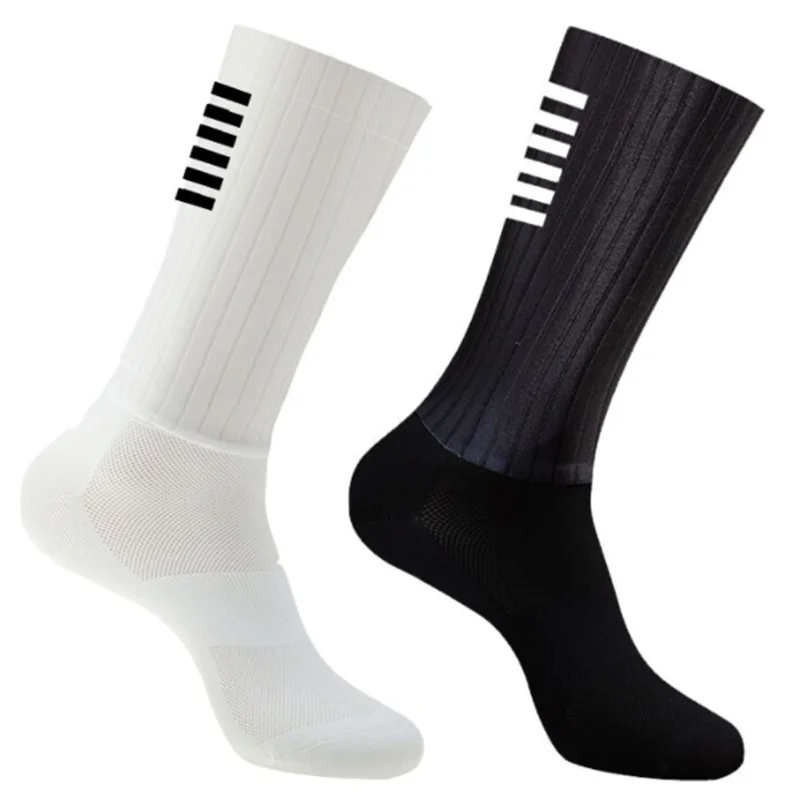 Cycling Summer Socks Anti Slip Whiteline Silicone Aero Socks Men Bicycle Sport Running Bike Socks Calcetines