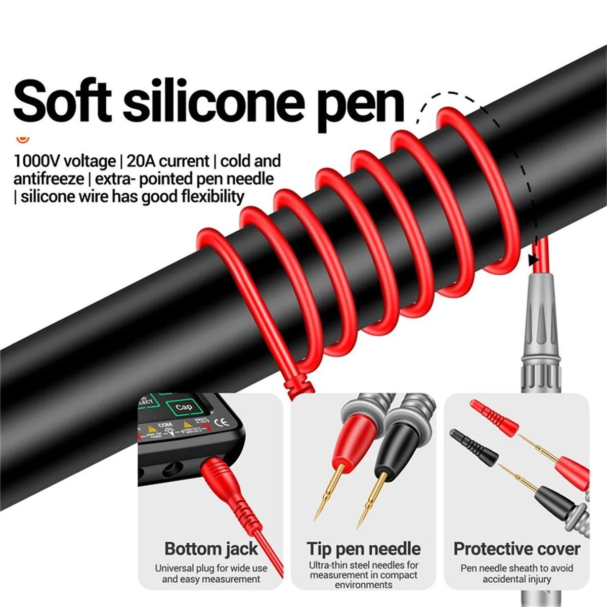 

A22I 683 Smart Multimeter High-End Touch 6000 Counts Multimetro Test Rechargeable Multitester AC/ Tester Tool Black