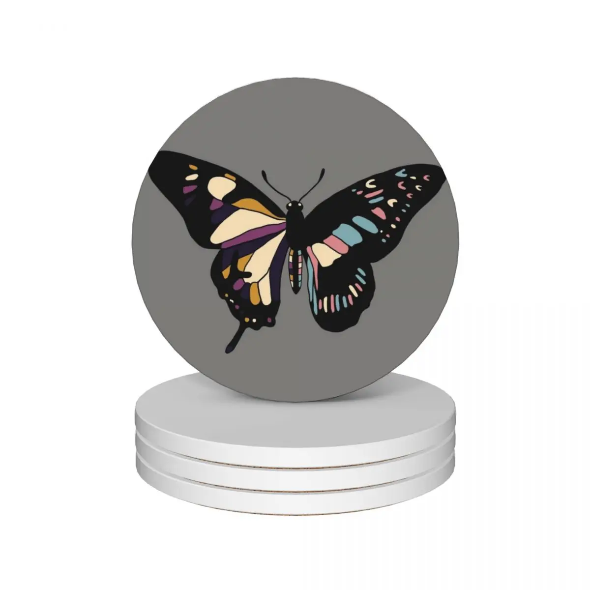 

Nonbinary butterfly Ceramic Coasters (Set of 4) mug set cute cup Coasters