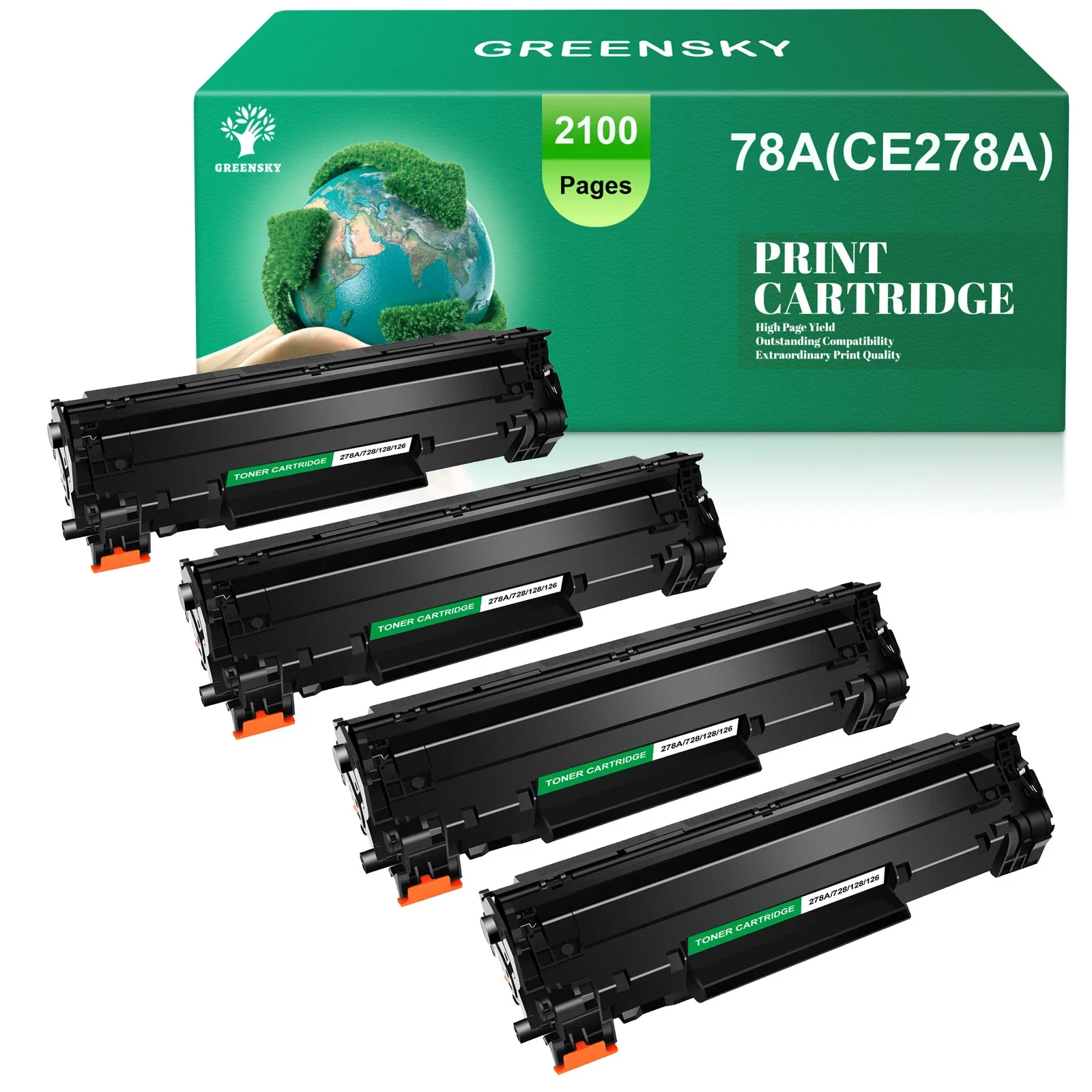 

4 Pack CE278A High Yield Bk Toner for P1606DN M1536DNF MFP