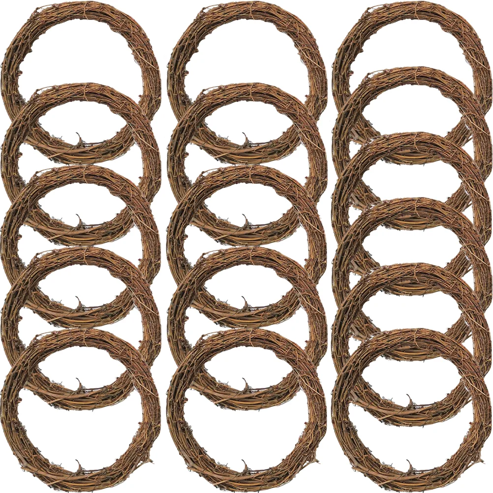 16 Pcs Earth Vine Garland Rattan Wreath DIY Accessory Ring Holiday Decorations Round Natural for Making Garlands