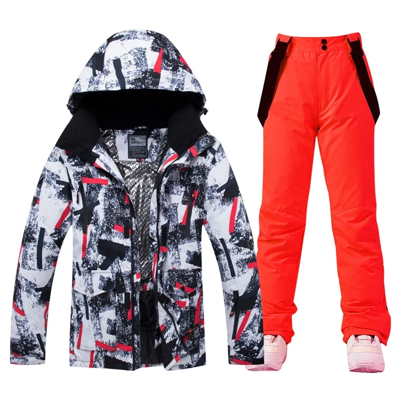 

Men's Winter Super Warm Ski Suit Windproof Waterproof Snowboarding Skiing Jacket Pants Male Snow Costumes Overalls Plus Size 4XL