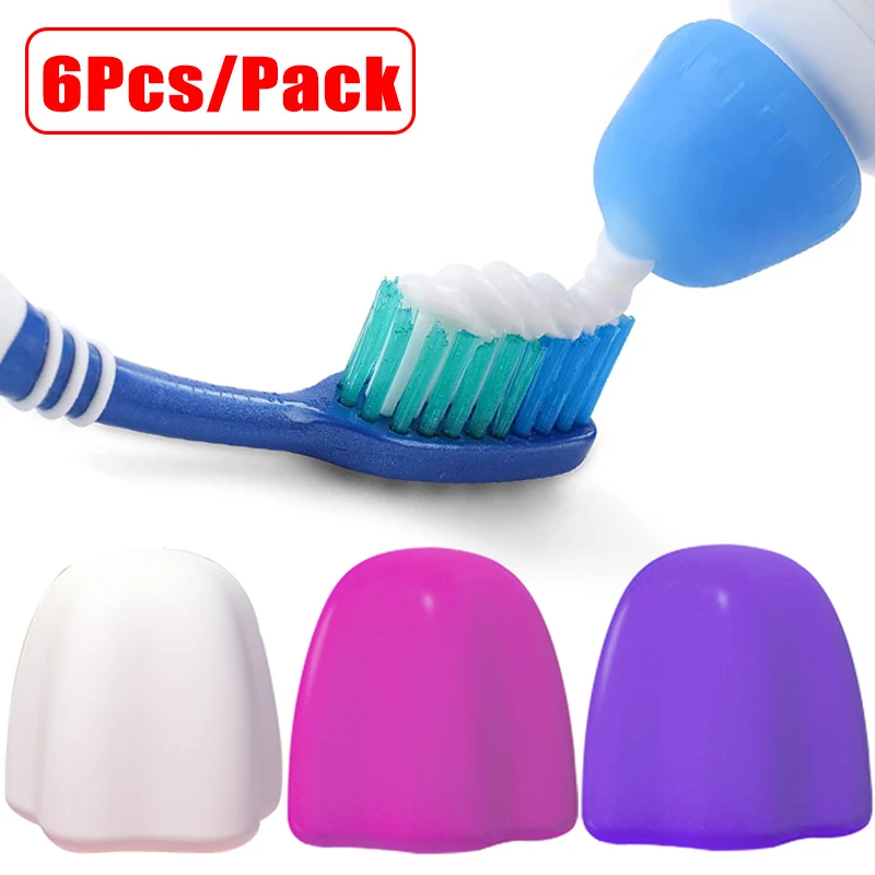 1/6Pcs Self-Closing Toothpaste Squeezer Silicone Toothpaste Tube Squeezer Topper Pump Home Bathroom Toothpaste Dispenser Cover