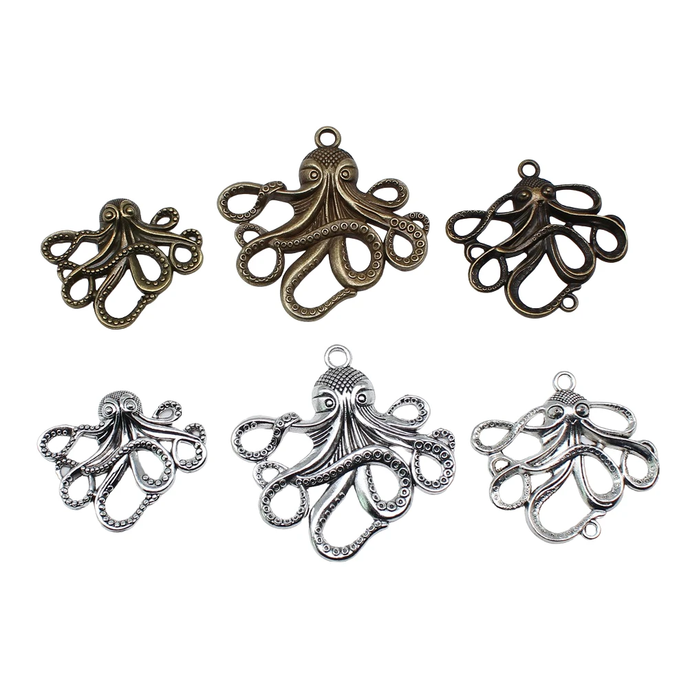 2pcs Big Octopus Pendant Charms For Jewelry Making Marine Life Sea Animal Charms DIY Crafts Making Findings