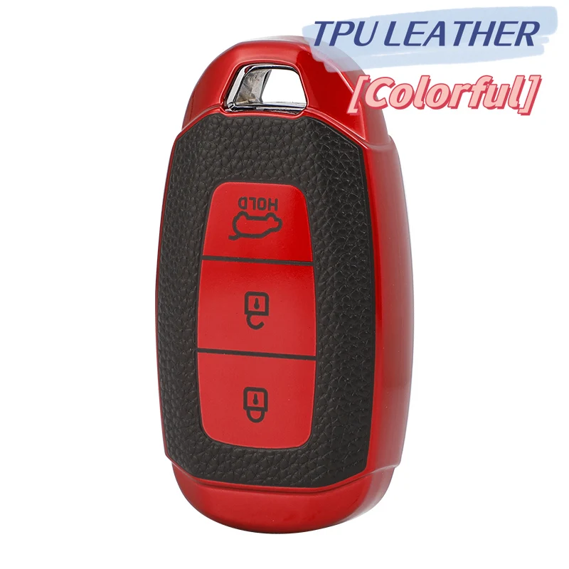 Leather TPU Car Remote Key Case Cover For Hyundai i30 ix25 Elantra KONA Solaris Azera Grandeur Ig TM Accent Santa Fe Palisade