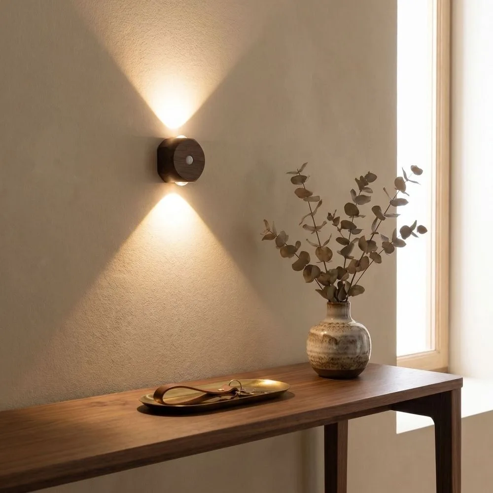 Adjustable Brightness LED Wall Lamp Wireless 3 Color Changing Rechargeable Night Light Up Down Light Magnetic Base