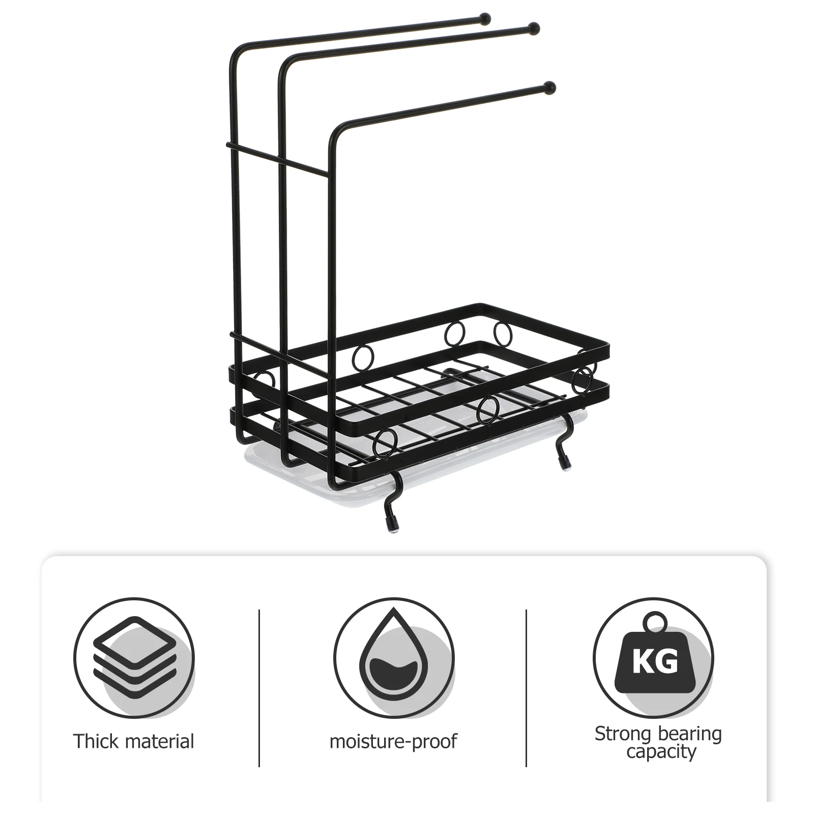 

Multifunctional Sponge Holder Drying Rack Kitchen Drain Carbon Steel Rag for Dish