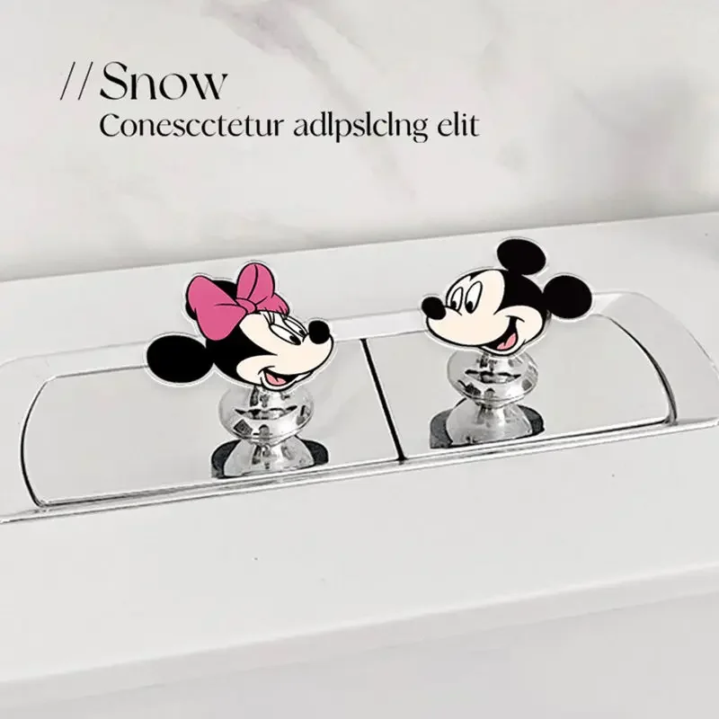 

Disney Mickey Toilet Button Cartoon Kawaii Minnie Personalized Creative Universal Toilet Press Bathroom Water Tank Switch Button