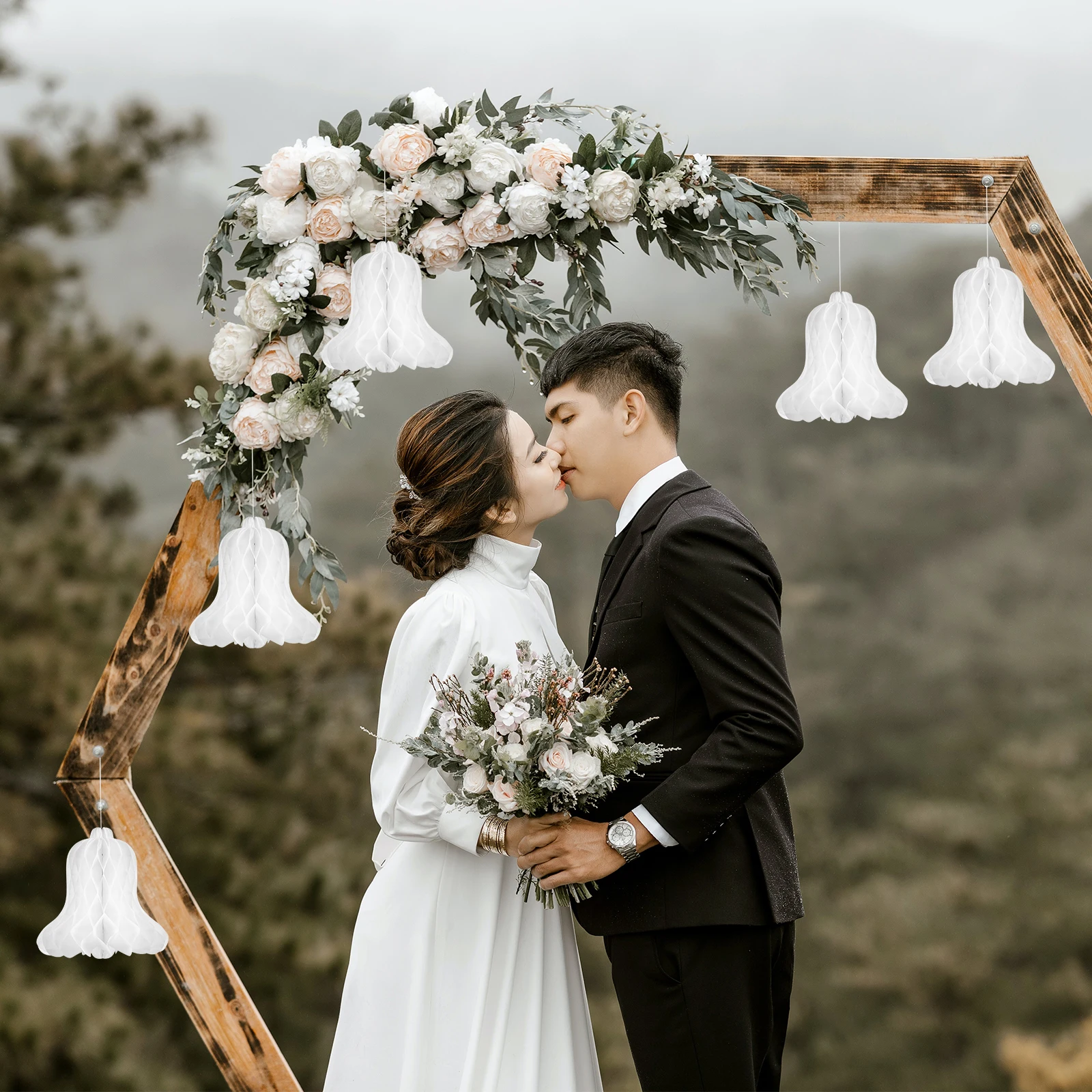 

12Pcs Honeycomb Bell Pendants Premium Paper Wedding Party Adorns Ornaments Honeycomb Decors Party Decors Wedding Pendants