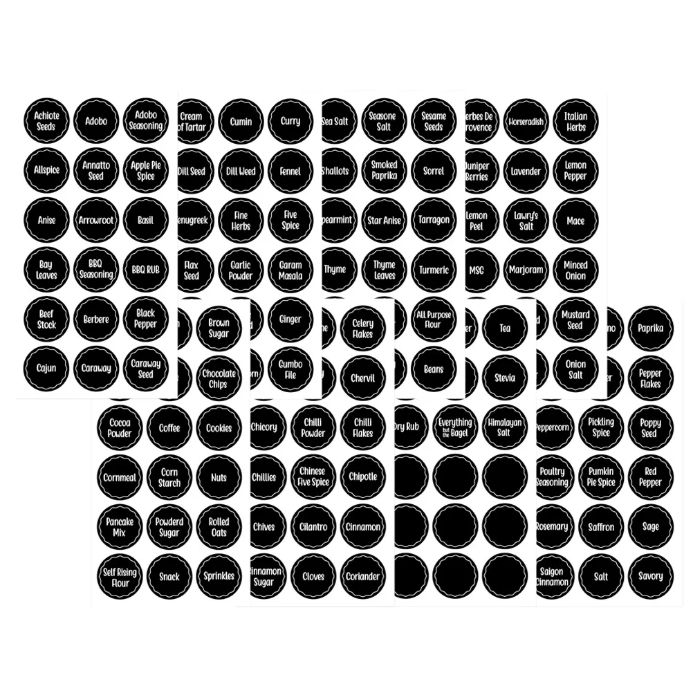

144pcs Spice Labels Blackboard Style Round Stickers for Bottles Jars Ingredients Name Tags Restaurant Home Use
