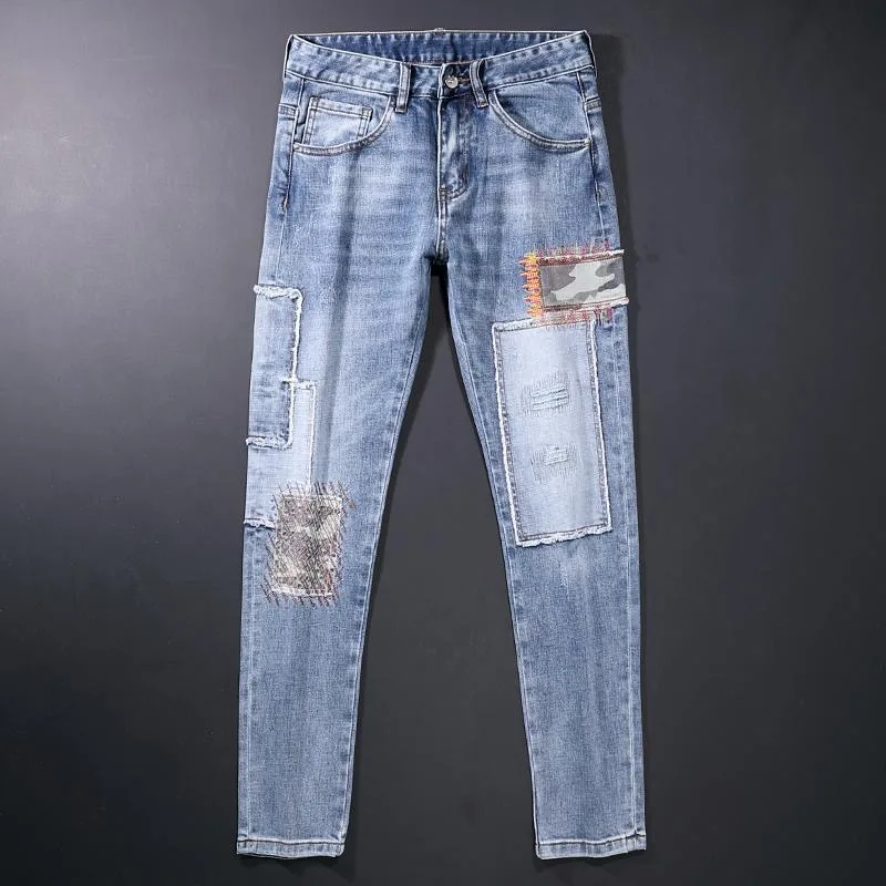Autumn and Spring New Fashion Trend American Vintage Straight Leg Elastic Denim Pants for Men Casual Sports High Quality Jeans