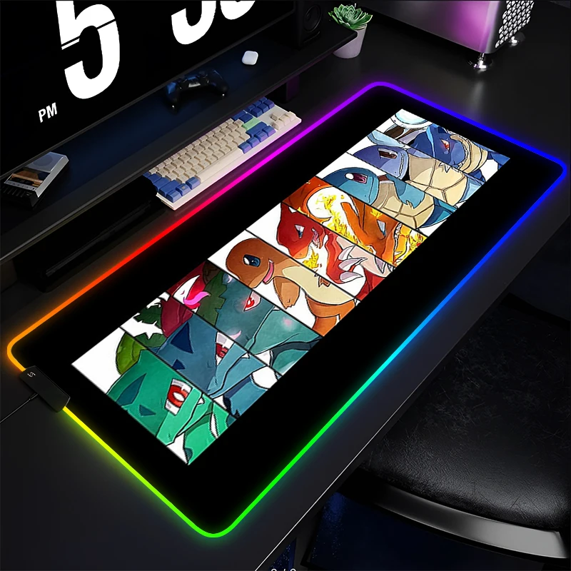 

LED Rubber Mouse Pad Large Gamer XXL Keyboard RGB Desk Mouse Mat Carpet Backlight Gaming Notbook Locking Edge P-Pokemon Mousepad