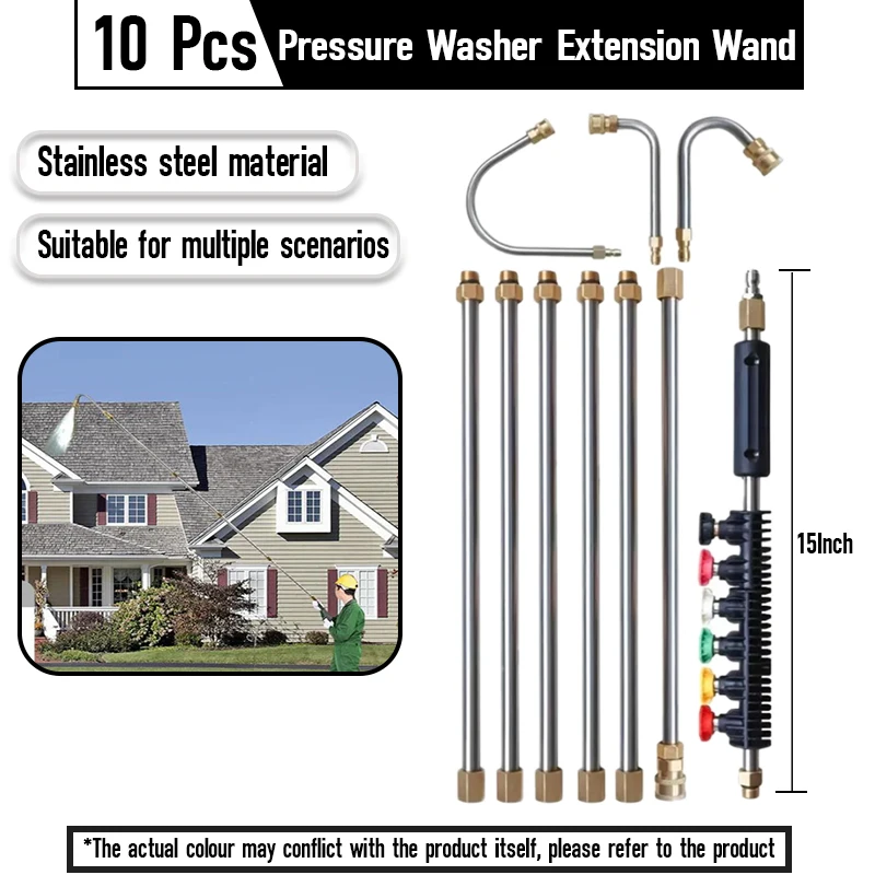 10pcs High Pressure Washer Extension Wand Set  Power Washer Lance 1/4