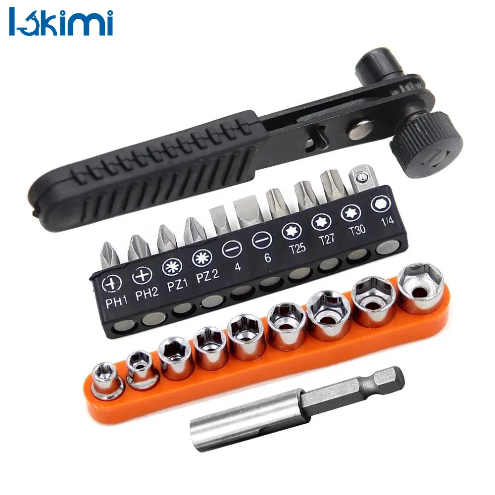 

Bidirectional Wrench Head with Socket Joint Adapter Tool Accessory – Quick-Change 90° Ratchet Screwdriver Set LK-AA395