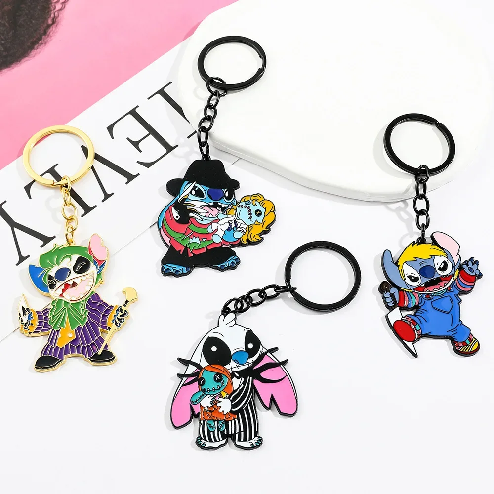 Disney Stitch Creative Enamel Pendant Keychain Funny Stitch Cos Jack Chucky Joker Keychain for Women Men Fans