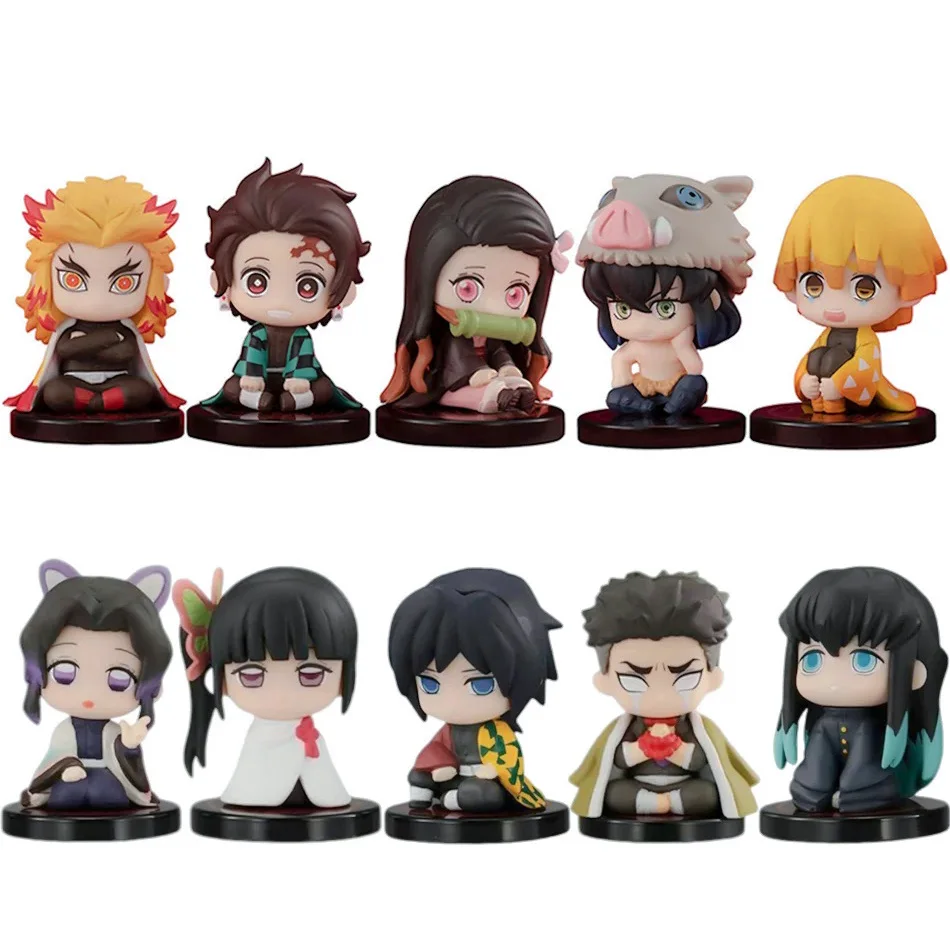 10 Stücke Q Version Dämon Slayer Sitzende Geist Tanjiro Nidouzi Lnosuke Zenizu Figur Action Film Modell Spielzeug Cartoon Peripherie Geschenk