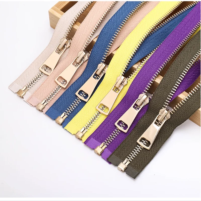 5# 70cm open end with one slider light golden metal brass zipper diy sewing accessories grey blue green red pink yellow 2216