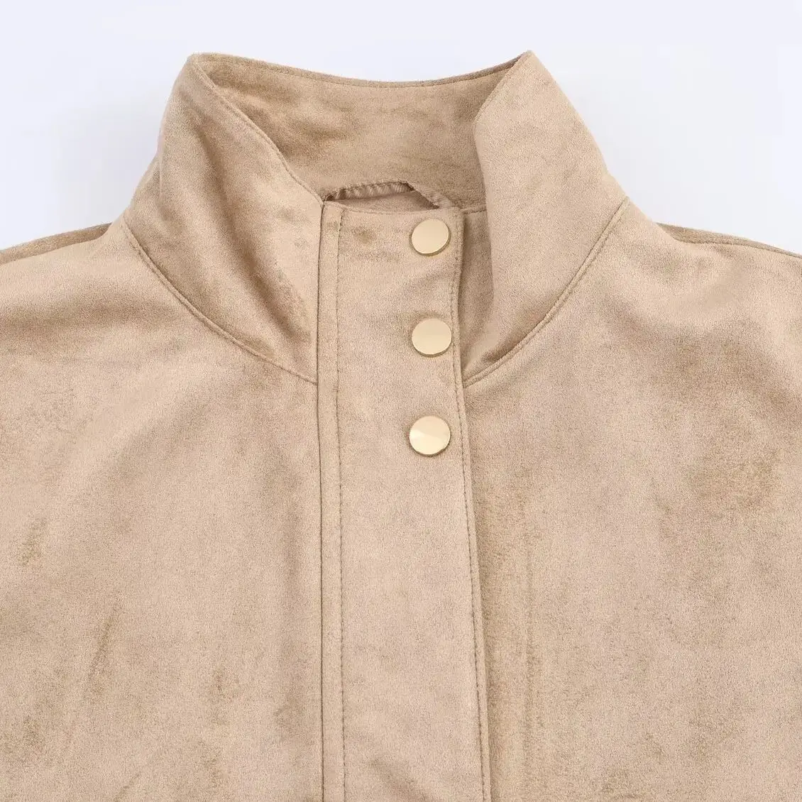 DiYiG DONNA 2025 Autunno di Nuovo Modo di Colore Solido Pelle Scamosciata Effetto Giacca Retro Manica Lunga Cerniera Cappotto Casual Della Tuta Sportiva Mujer