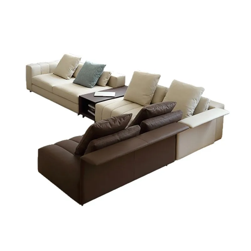 

Italian minimalist piano keys leather sofa modern minimalist large apartment