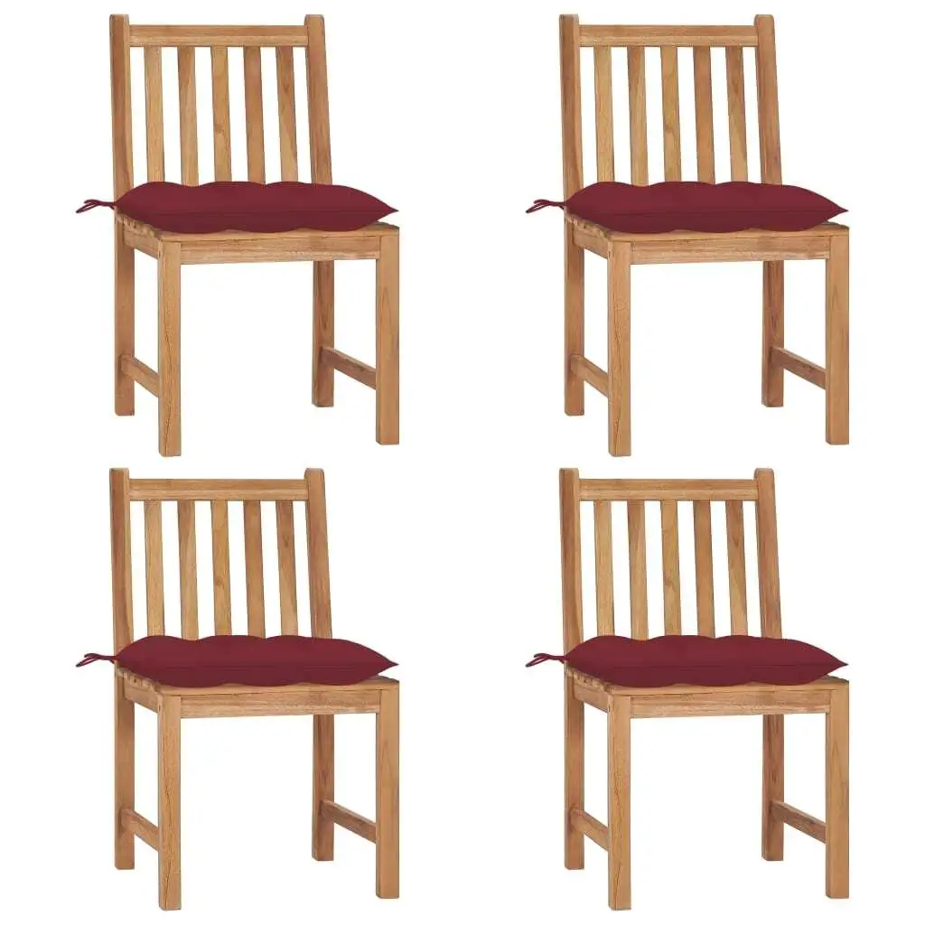 

Patio Chair Set 4 Piece Solid Teak Wood Warm Standard Durable