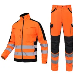 workwear mens jacket working cargo pants men High Visibility work suit with Reflective tapes