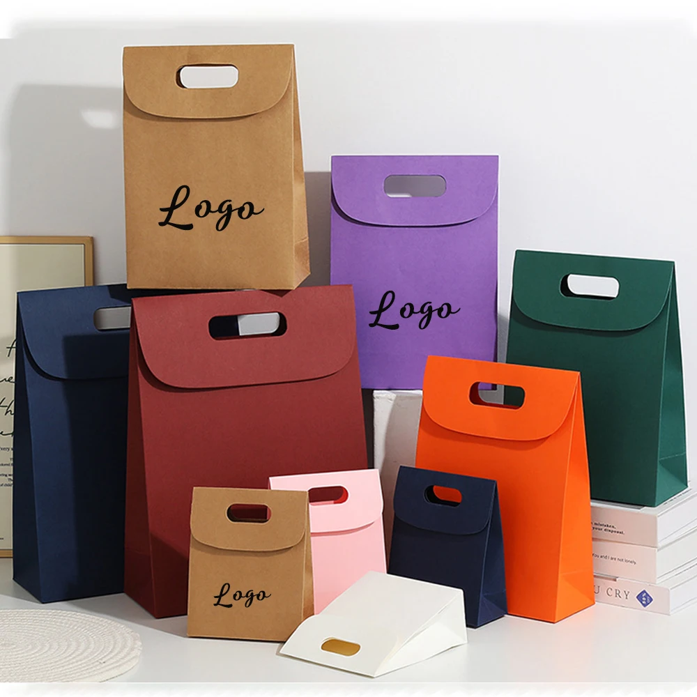 

Custom Gift Bags With Logo Customized Die Cut Shopping Bag Hard Paper Bag Wedding Birthday Party Baking Bread Cake Sweets Packge
