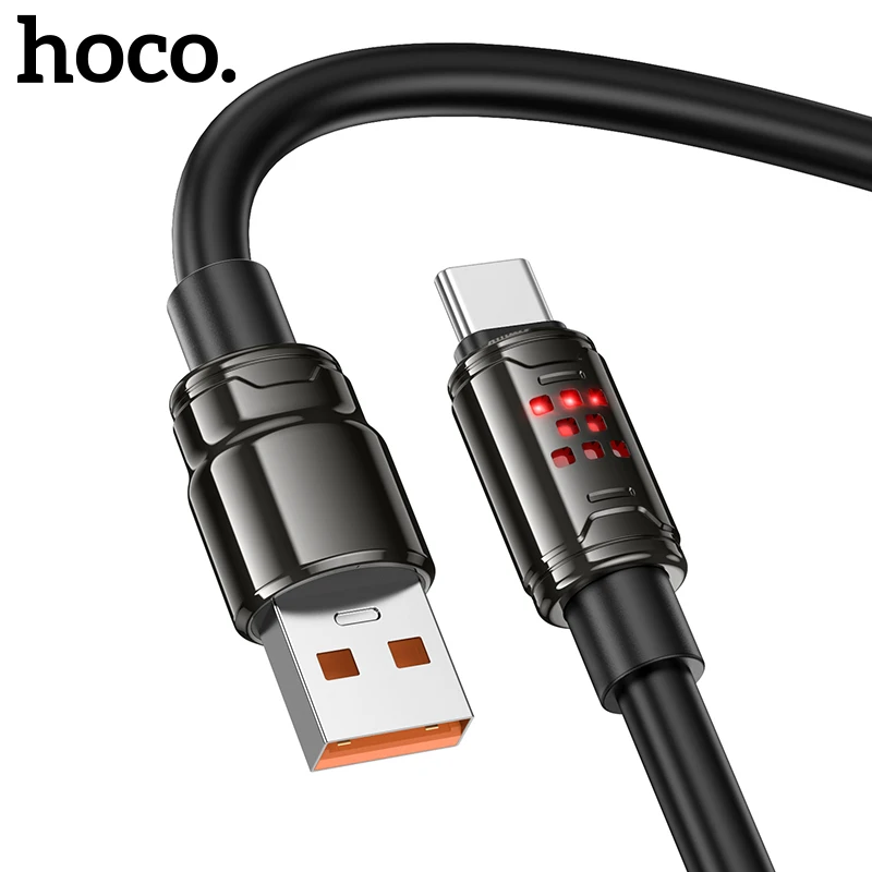 

HOCO 1.2M 5A Fast Charging Phone Cable For Samsung S23 S24 S25 RGB Light Cable Support For VOOC Flash Charging/For Xiaomi Turbo
