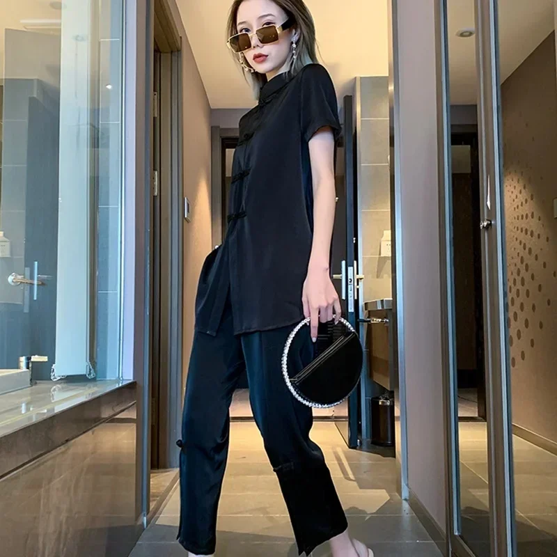 Abbigliamento tradizionale cinese per le donne Wushu Kung Fu Uniforme femminile Pantaloni da yoga Vestito Hanfu Tai Chi Meditazione Zen 10224 MN11