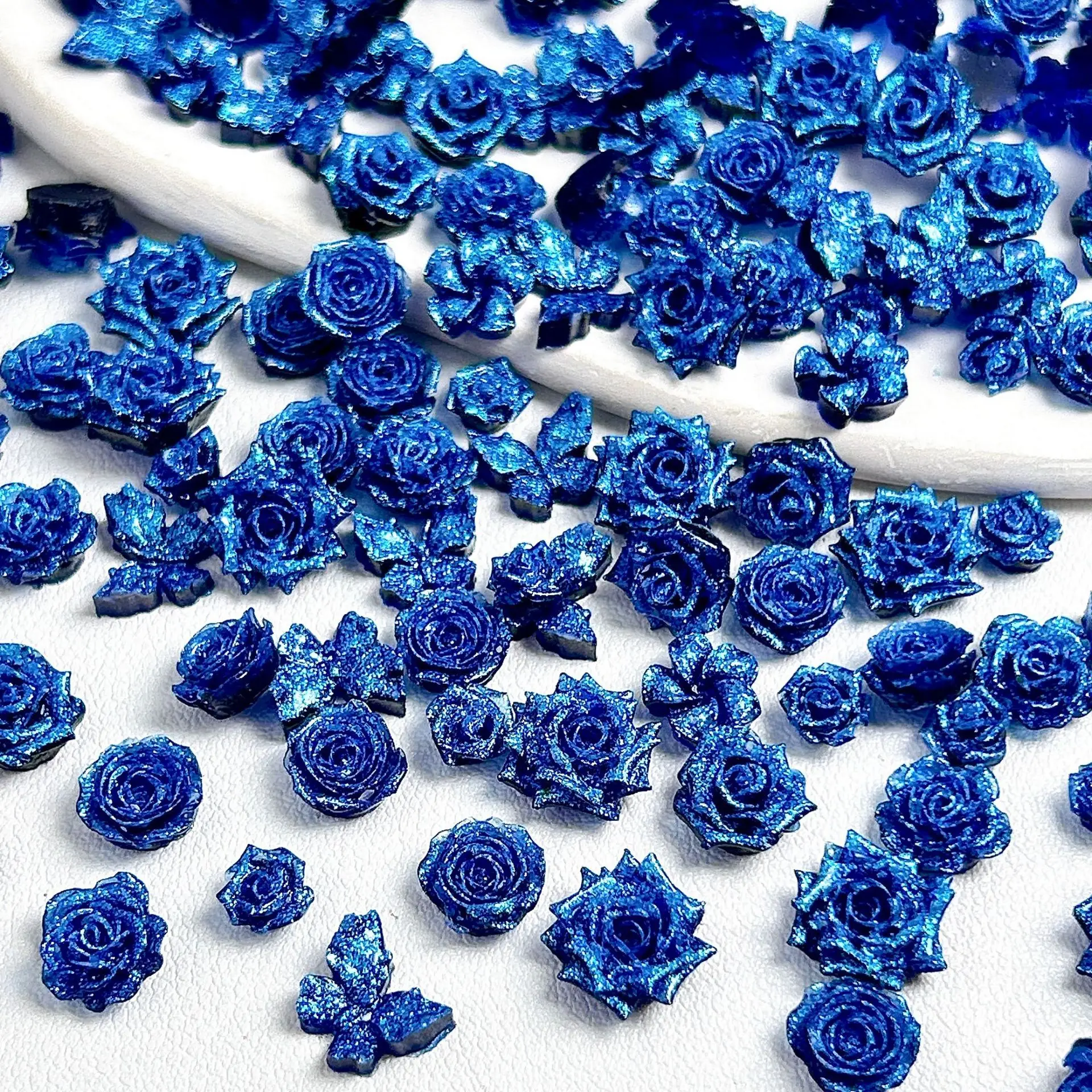 30PCS 3D Soft Acrylic Flower Nail Art Rose Charms Glitter Butterfly Accessories For Nails Decoration Manicure Material Supplies