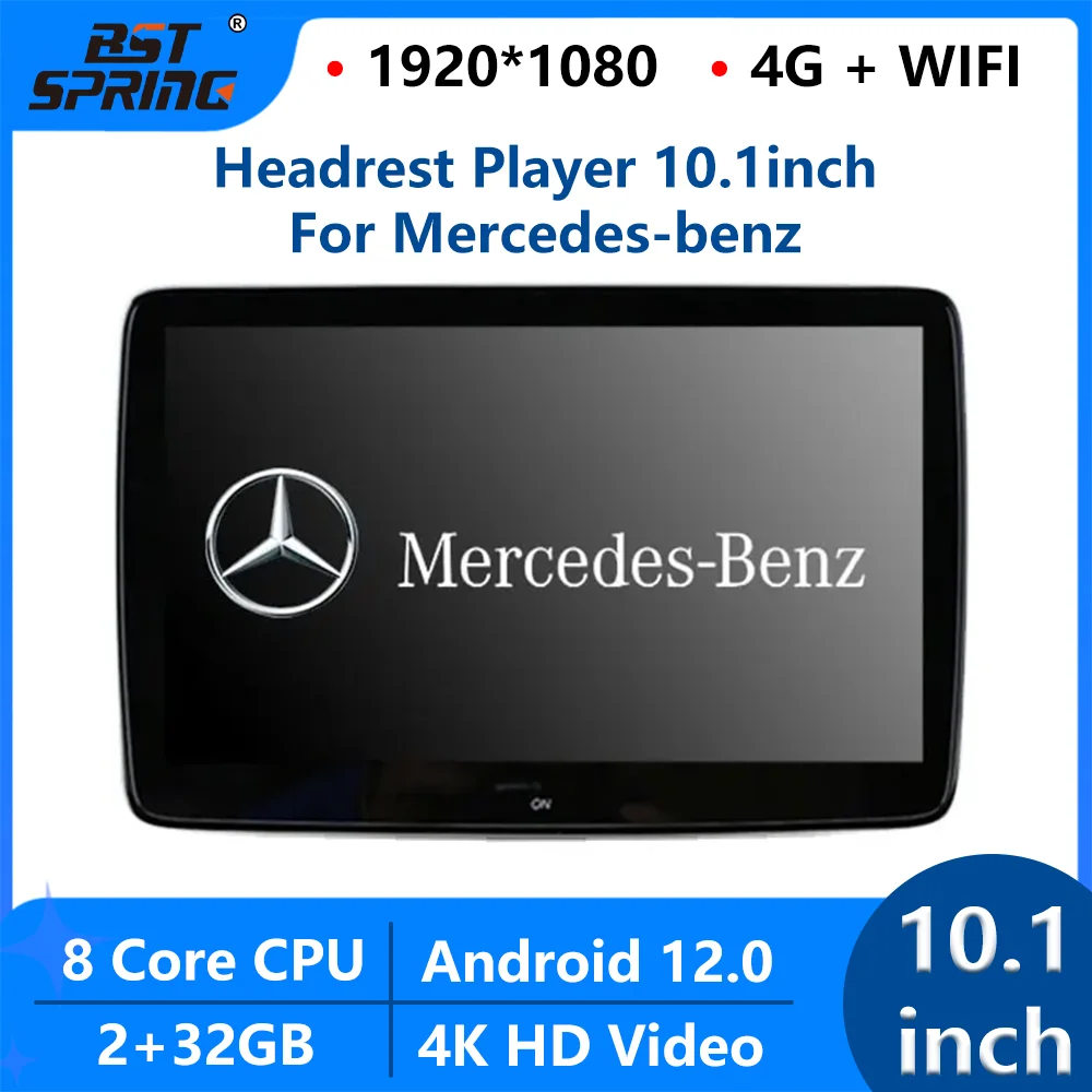 10.1 inch Android Car Headrest Monitor 1366P Video IPS Touch Screen WIFI/Bluetooth/USB/SD/FM MP5 Video Player 2G 16G