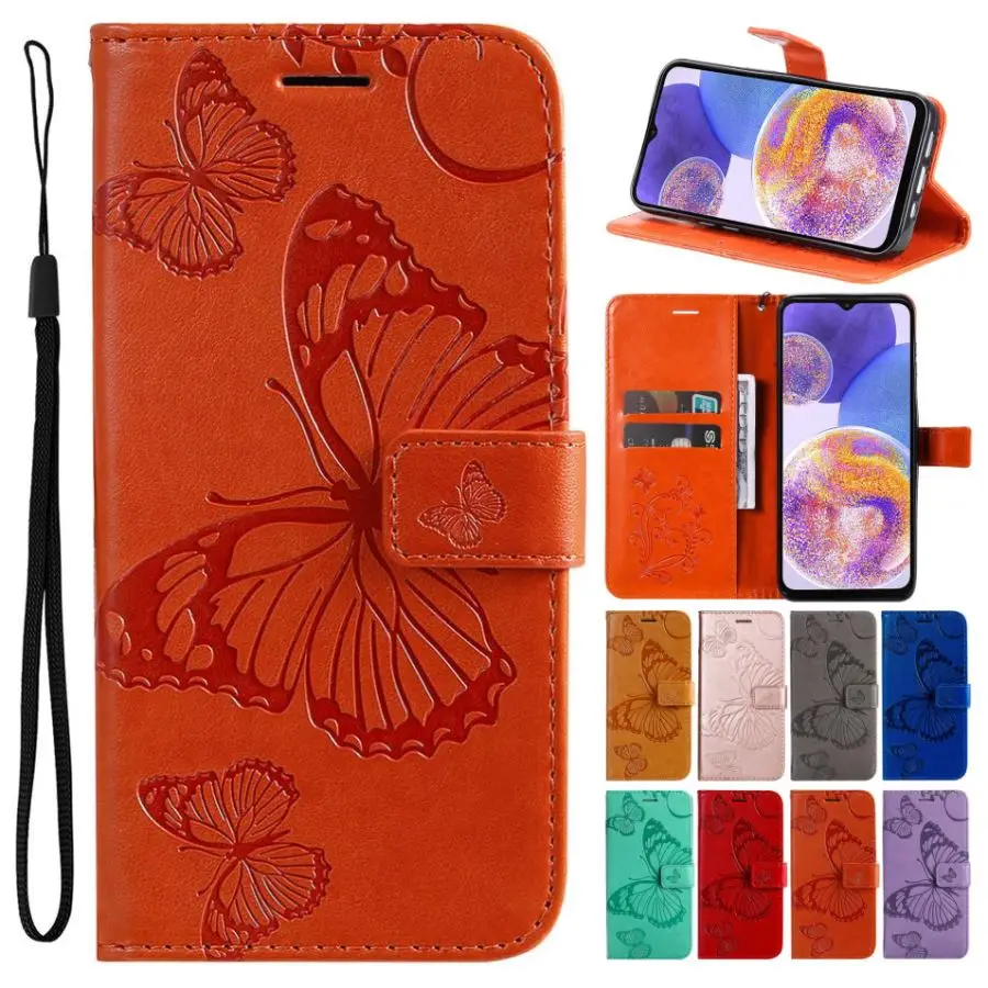 

Cute Butterfly Wallet Case For Xiaomi Mi 12 Poco M4 X4 Redmi 10A 10C 9A 9C Note 9 10 11 Pro 11S 9S 5G Card Slots Fundas D06F