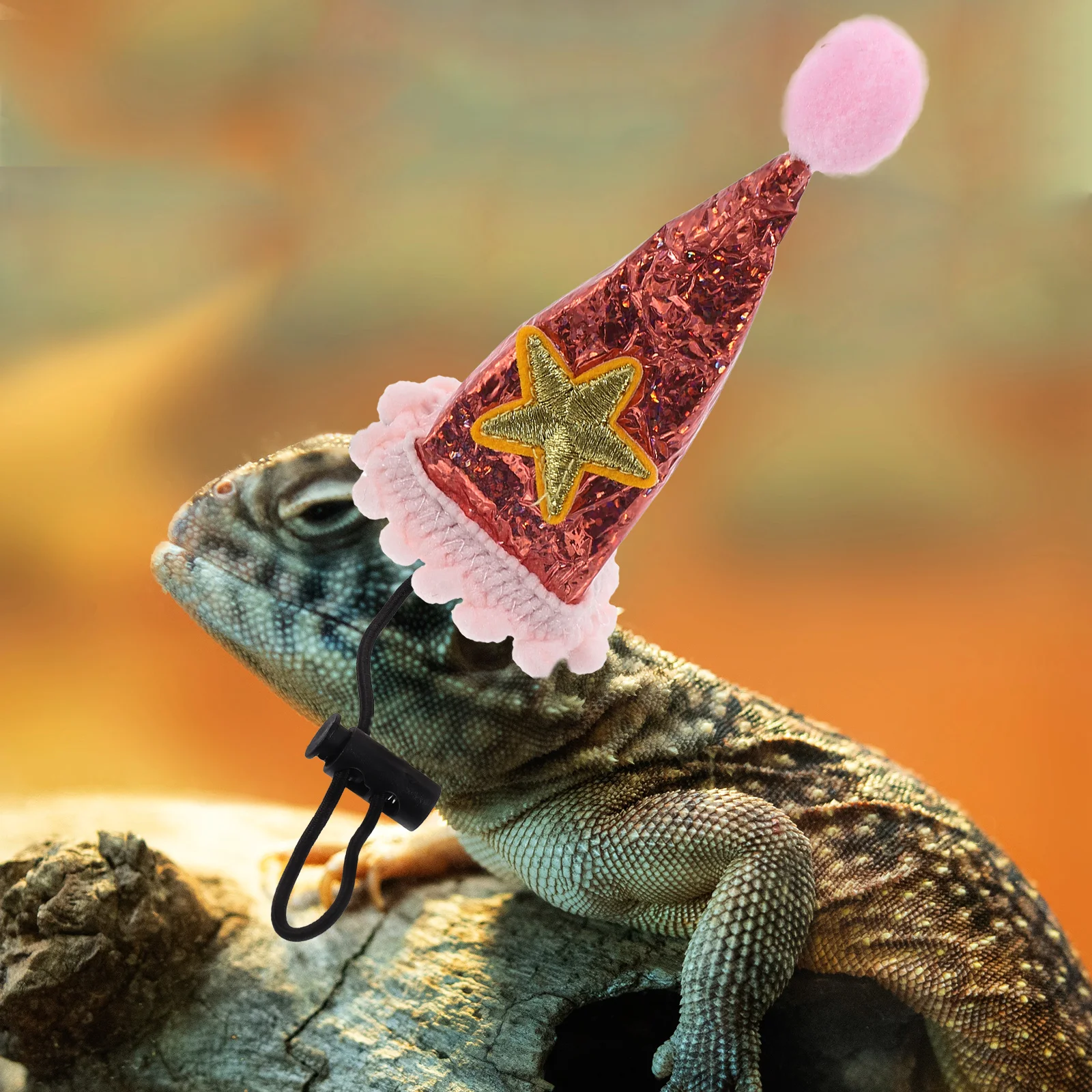 Topi hewan peliharaan hiasan kepala kadal dapat disesuaikan perlengkapan Cosplay Halloween dekorasi pesta kerucut Gecko