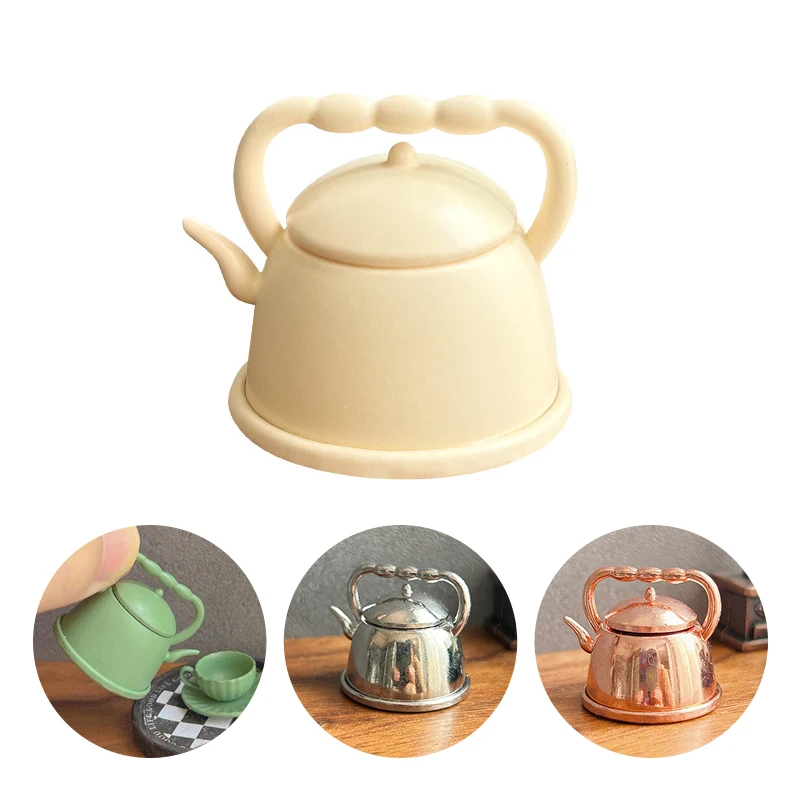 

1:12 Dollhouse Miniature Retro Teapot Tea Kettle Kitchen Furniture Teapot Model DollHouse Life Scene Decor Kids Pretend Play Toy