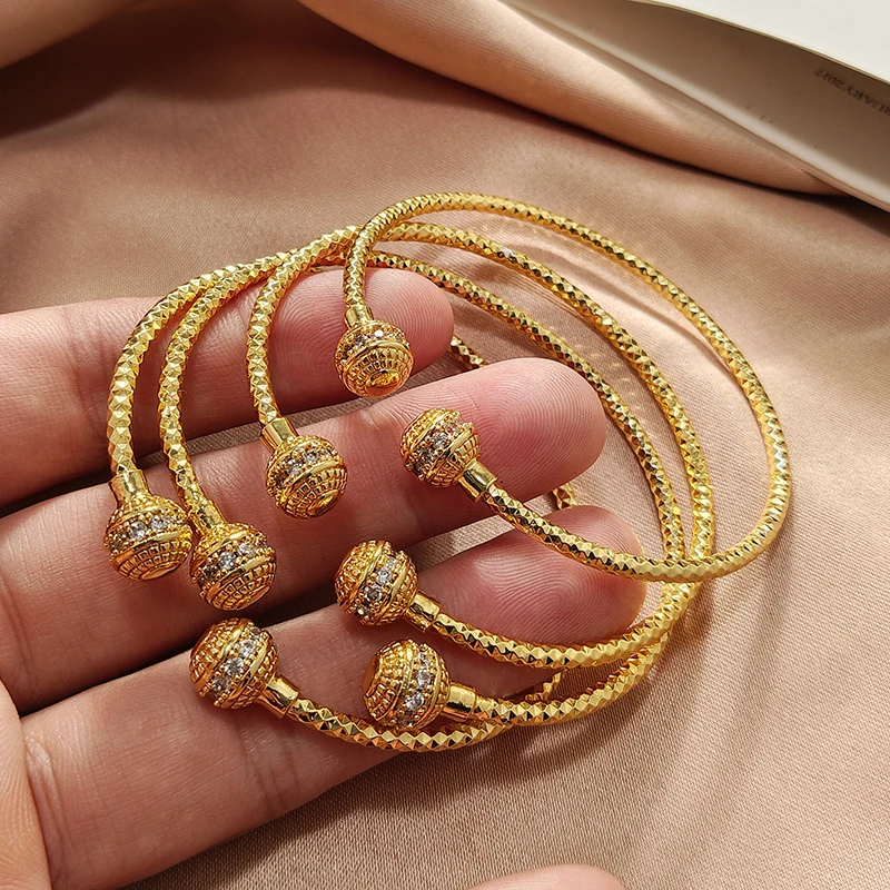 

Gold Color Bangles For Women Girls Wedding Bracelet Bangles African Bridal Jewelery Bijoux Femme wedding Bangles jewelry