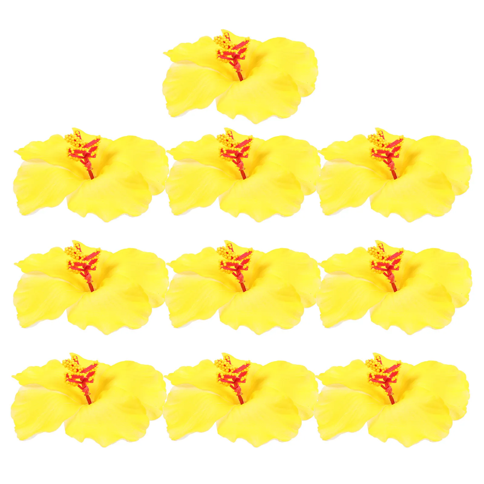 10 Piezas de Flores Hawaianas Artificiales Premium, Hibisco Artificial, Decoración Floral para Fiestas Luau, Decoración para Eventos, Fotografía y Manualidades