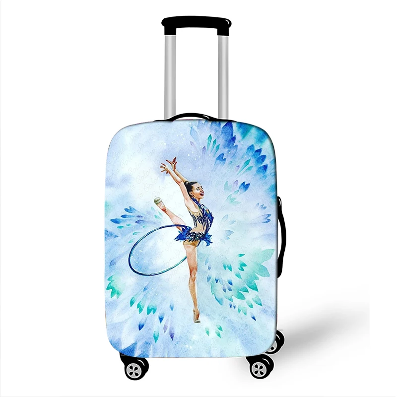 Funda de equipaje con estampado artístico de gimnasia rítmica para mujer, Maleta antipolvo, accesorios de viaje, cubierta elástica con cubierta de carrito