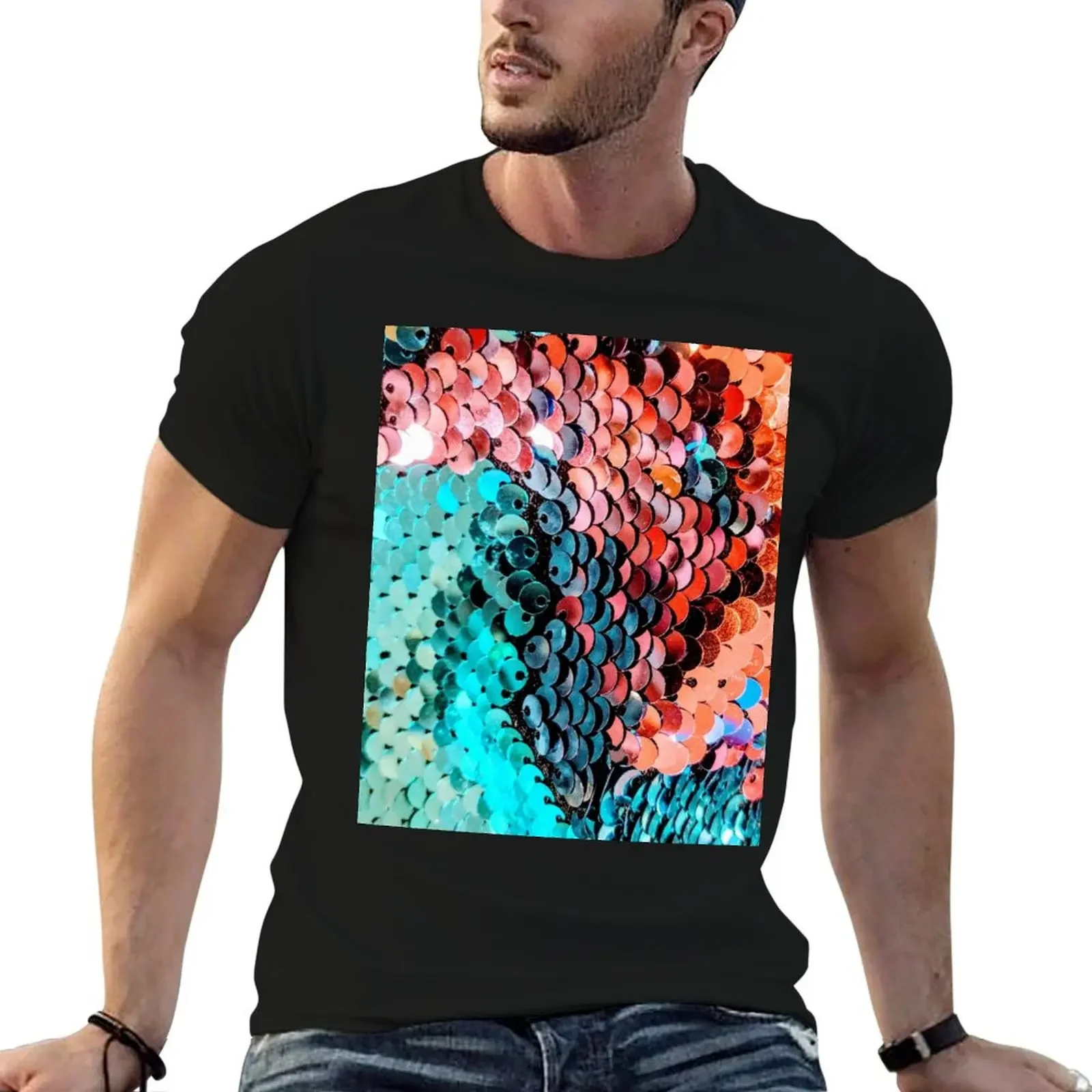 

Colorful Sequins T-Shirt vintage clothes sports fans valentines boutique clothes anime shirts men