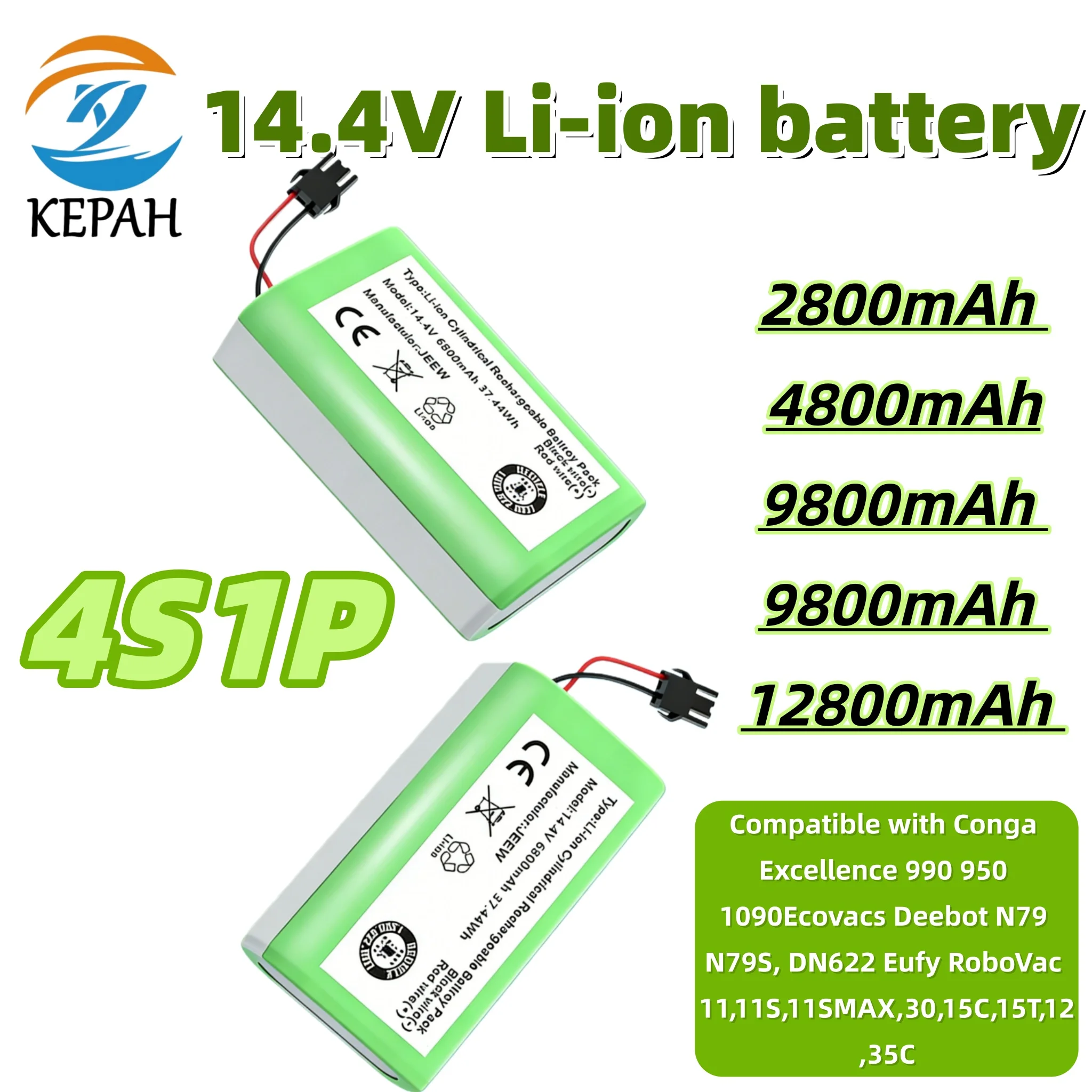 14.4V High-Quality Durable Battery｜2800-12800mAh Stable Performance for Robovac 11/Deebot N79