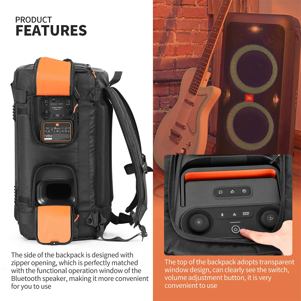 Large Capacity Speaker Shoulder Bags Waterproof Speaker Protection Case Storage Bag with Adjustable Strap for JBL Partybox 110