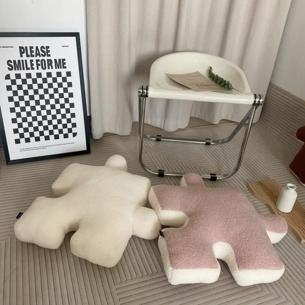 Puzzle Pillow Durable Teddy Velvet Plush Pillow Bedroom Living Room Stuffed Throw Pillow Cushion Decor for Daily Use