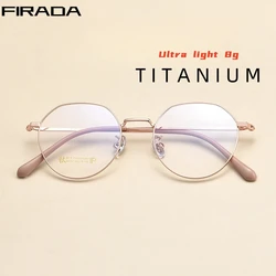 FIRADA Fashion Ultra Light Eyeglasses Retro Comfortable Titanium Eyewear Optical Prescription Glasses Frame For Men Women 86042