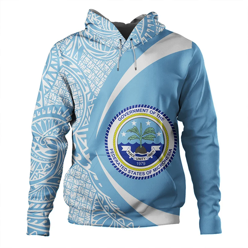 

3D Federated States Of Micronesia Printed Hoodies For Men Flag Of FSM Polynesia Graphic Hooded Sweatshirts Fashion Top Pullovers