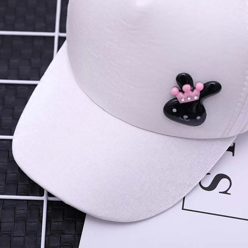 Cute Baby Hat With Ears Cartoon Rabbit Toddler Baseball Cap Sequins Kids Sun Hats Lace Infant Caps Children Accessories 1-3years