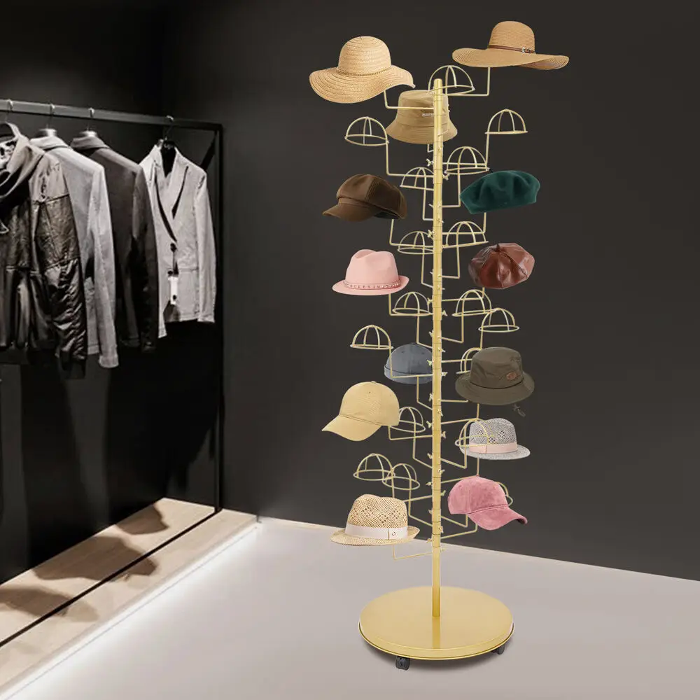 

Metal Hats Display Stand Hat Storage Stand With 30 Hooks Freestanding Hat Rack