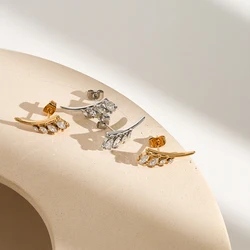 ENFASHION Aretes De Mujer Rain Drop Stud Earrings With Zircon For Women's Stainless steel Gold Color Fashion Cute Jewelry 231520